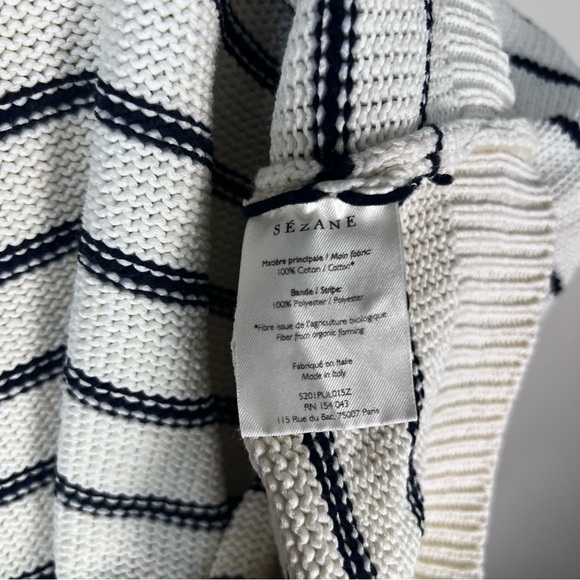 Sezane Women's Leontine Jumper Sweater in Ecru Navy Knit Cotton Size Small - Picture 9 of 10